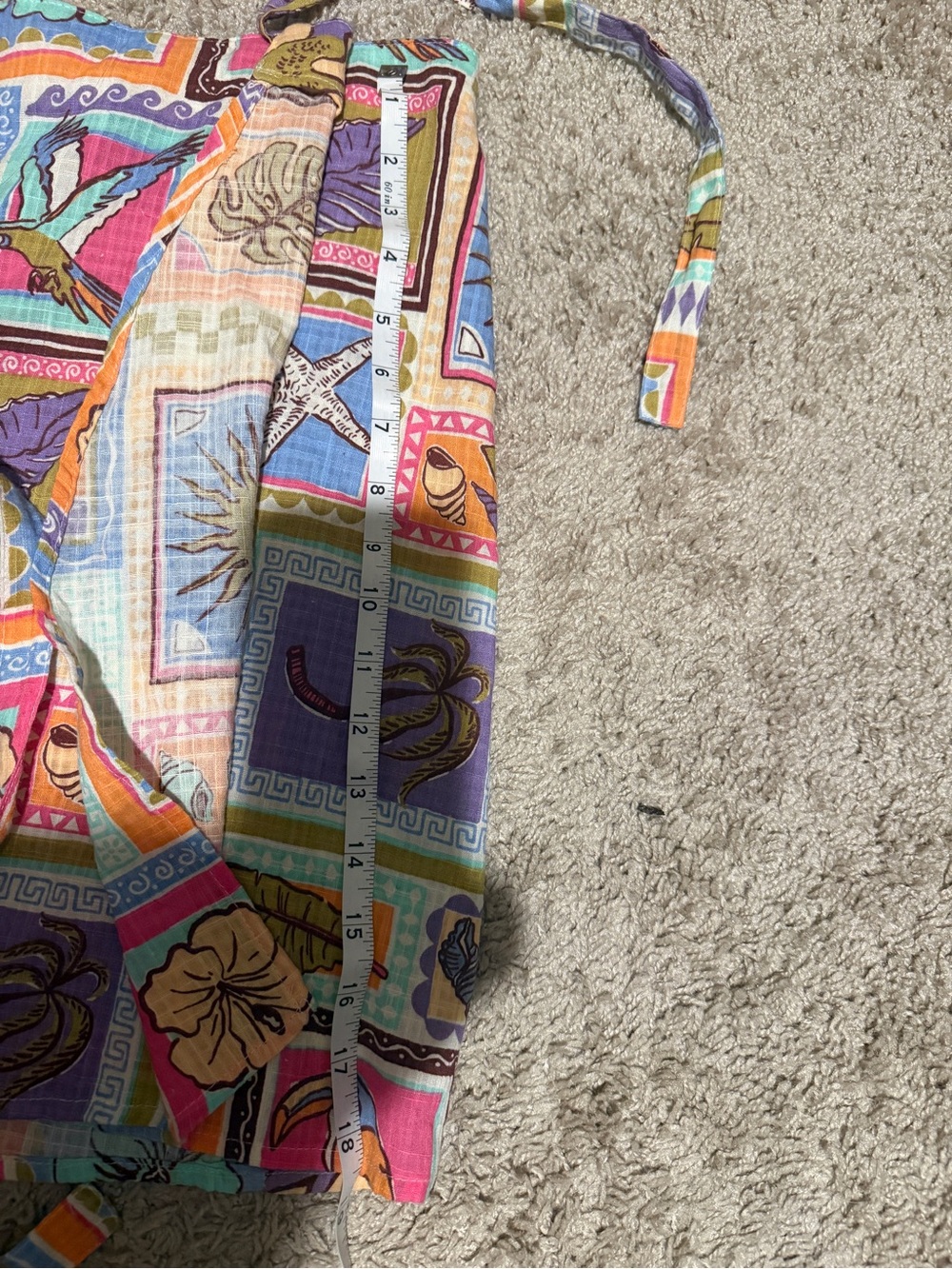 Rip Curl Tropical Sun & Leaf Print Wrap Skirt in Blue, Yellow & Pink - Picture 4 of 4